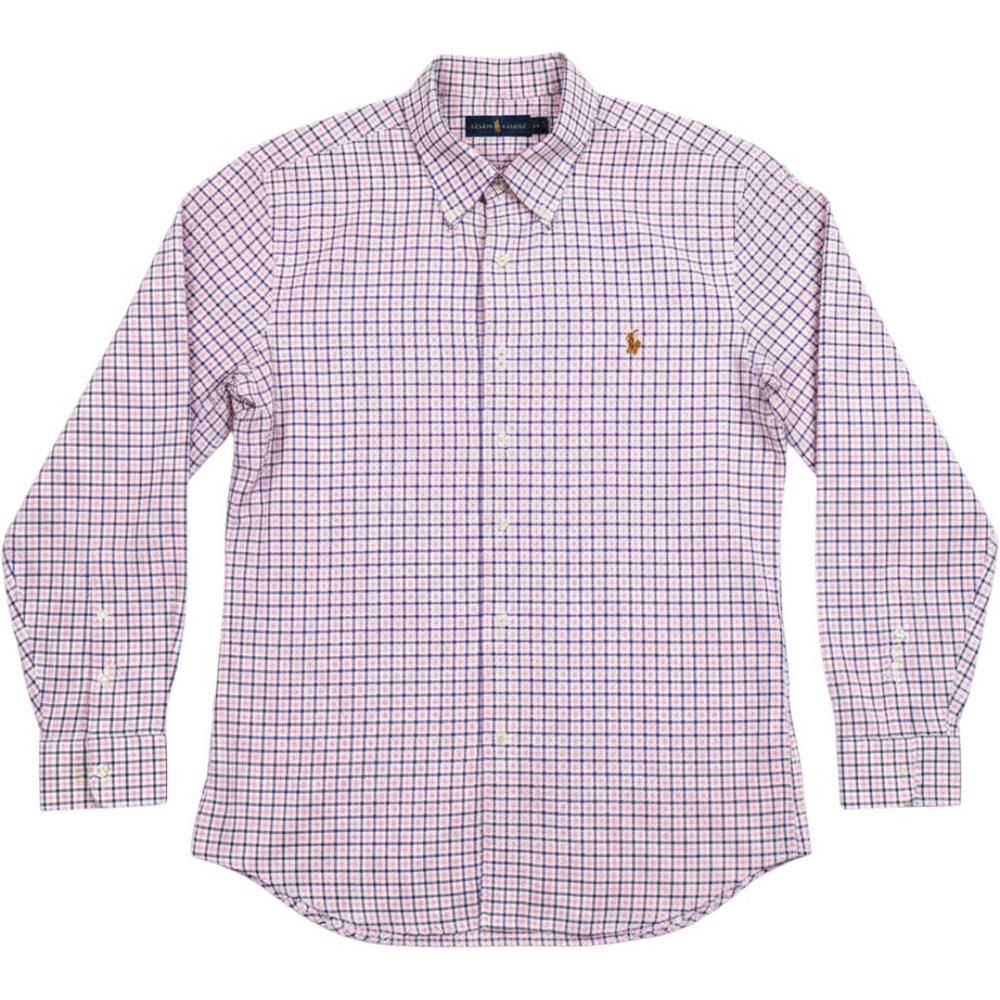 Ralph Lauren Button Down Shirt Mens XL Pink Blue‎ Plaid Long Sleeve RN 41381